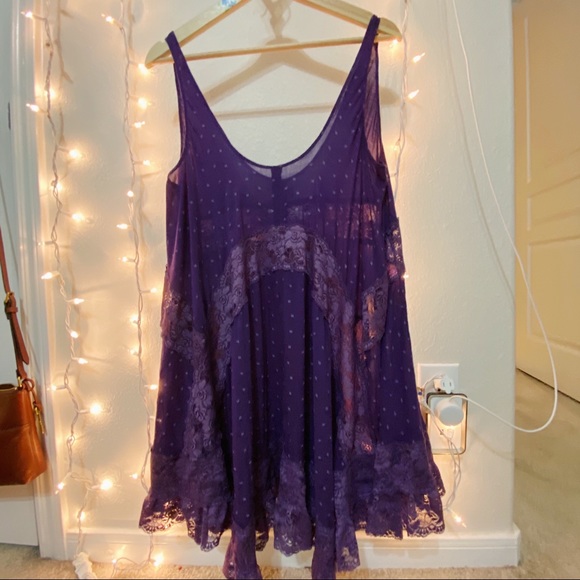Free People Dresses & Skirts - INTIMATELY FREE PEOPLE PURPLE SLIP LACE DRESS S